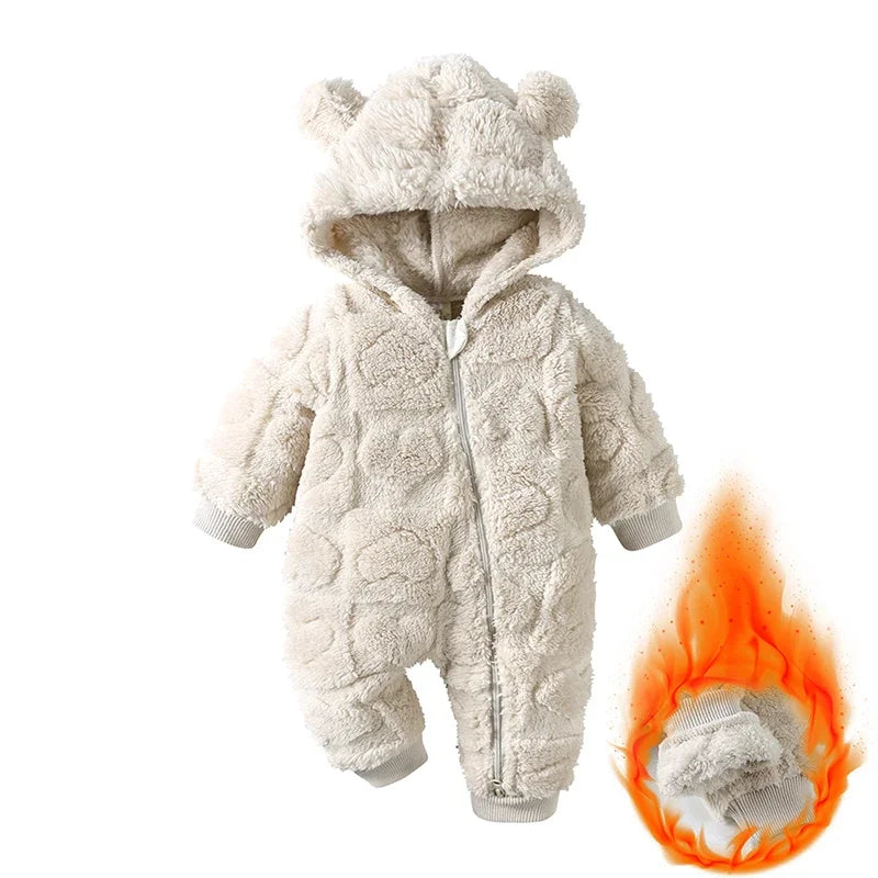 Baby Strampler mit Kapuze – Winterwarm