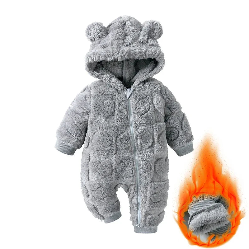 Baby Strampler mit Kapuze – Winterwarm