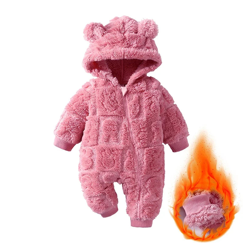 Baby Strampler mit Kapuze – Winterwarm